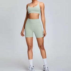Phòng tập thể dục mặc tập thể dục quần áo phụ nữ ropa deportiva mujer liền mạch Activewear đặt phòng tập thể dục tập thể dục đẩy lên Yoga Biker Bộ ngắn - Product Image 3
