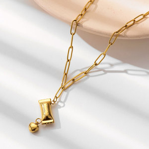 Collar de Joyería con Colgante de Corazón de Acero Inoxidable 316L, Chapado en Oro de 18k, Resistente al Agua y al Deslustre, con Logotipo Personalizado, para Mujer - Product Image 1