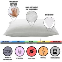 Oreiller de cou moderne en peluche douce - 100% polyester 200TC antibactérien respirant blanc pour un confort de sommeil toute saison