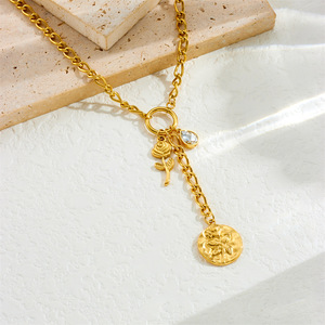 Stainless Steel <b>Long</b> Tassel Pendant <b>Necklace</b> With Flower Sun Moon Heart Charms For Women Fashion Jewelry Spring Summer Style - Product Image 3