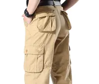 Yırtılmaz kumaş erkek kargo pantolon yan kapak ile yardımcı cepler erkekler pamuklu pantolonlar