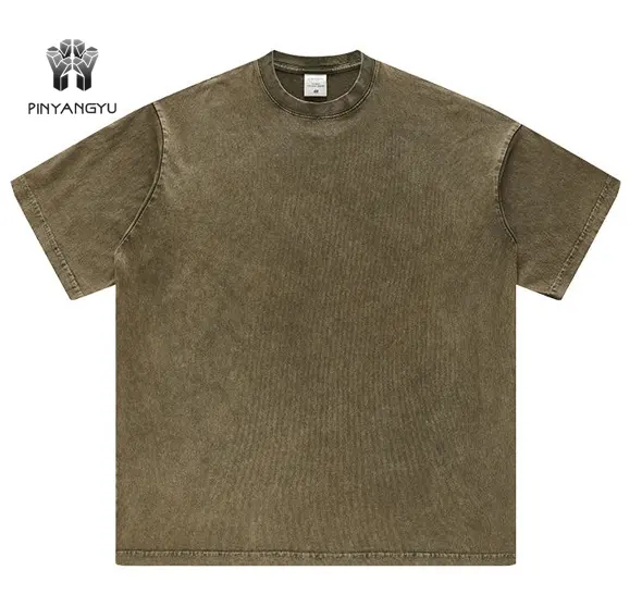 नई आगमन थोक 100% कॉटन 250G भारी धुली ठोस रंग टी-शर्ट प्लस आकार पुरुषों की छोटी आस्तीन ओवरसाइज़ टी-शर्ट