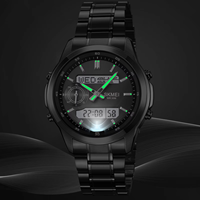 Jam Tangan Digital Pria Stainless Steel Chronograph Alarm Kalender Hari Minggu Bercahaya Tahan Air Mewah OEM Logo Grosir Pabrik