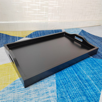 Tableaux de service pliants en bois, tables de service portables pour le petit-déjeuner, le dîner, plateau de service pour le café, table basse pour le salon, 55,3*35,7*60,6CM NOIR