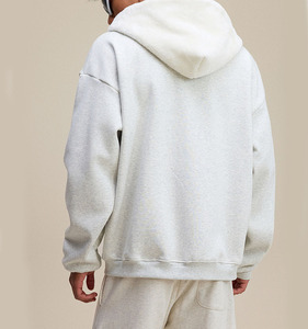 Sweat-shirt à capuche zippé en polaire épais doublé polaire, style <span class=keywords><strong>patchwork</strong></span>, coupe courte, pour homme, fabrication sur mesure OEM - Product Image 3