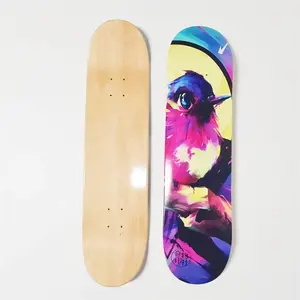 Pro Skateboard Hersteller OEM Custom Blank 7ply volles kanadisches Ahorn Skateboard Deck mit gedruckten Kunstwerken