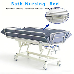 Lit de <span class=keywords><strong>douche</strong></span> médical manuel réglable en hauteur en métal pour patients âgés ou handicapés - Product Image 3