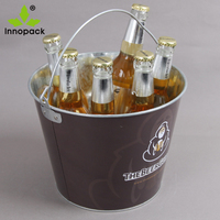 Seau à glace Innopack rond 5L/10L, outil de bar pour bière, vin, champagne, revêtement antirouille, ouvre-bouteille