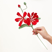 Fleurs en laine au crochet, branche unique, parfaites pour les cadeaux de fêtes, la décoration intérieure et les centres de table de mariage, aspect préservé