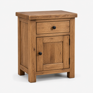 Table de chevet moderne en bois massif avec 2 tiroirs, meuble de chambre multifonctionnel fait main pour la maison et l'hôtel - Product Image 1