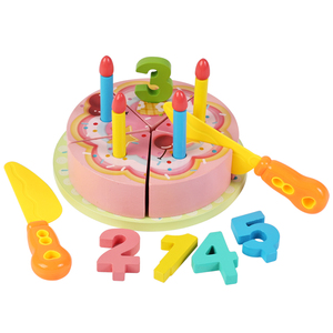 Casa de juegos de simulación de madera bonita para niños, bloques de pastel de cumpleaños cortados, juego de <span class=keywords><strong>juguetes</strong></span> de cocina de simulación para niñas de 3 a 6 años - Product Image 1