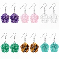 Boucles d'oreilles pendantes en cristal de fleurs sculptées à la main, pierres précieuses naturelles, pour femmes, à porter au quotidien, cadeau, vente en gros