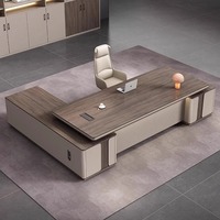 Bureau Patron de Luxe de Haute Qualité avec Design Simple et Moderne Grand Mobilier de Bureau du Président avec Armoires Latérales Modulaire pour Usage Domestique