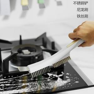 Cepillo de limpieza multifuncional para cocina con cerdas de nailon para rincones, cepillo para estufa de gas con espátula de acero inoxidable. - Product Image 4