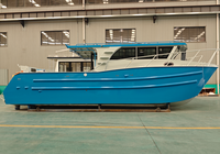 Catamaran à moteur 8,8 m, intérieur luxueux, cabine en aluminium, yacht sportif, moteur hors-bord, remorquable, bateau de pêche, soudé