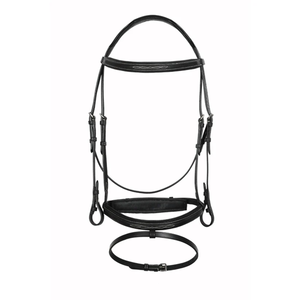 Brida de salto de cuero genuino acolchada con costuras elegantes, anatómica y elevada, para espectáculos ecuestres, equipo de equitación inglés, proveedor mayorista OEM - Product Image 2