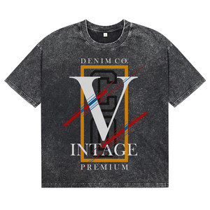 Camisetas de Hombre con Tinte Lavado al Ácido, Servicio OEM, Estampado Vintage Personalizado, Camisetas Casuales Transpirables de Algodón de Manga Corta para Venta al Por Mayor - Product Image 1