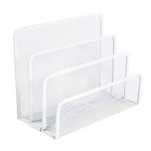 3-Slot Desktop File Organizer Mesh Metal Mail Holder Countertop Letter Sorter File Holder Office <b>Envelope</b> Organizer - Product Image 6