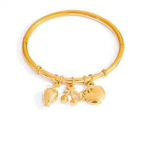 18K Gold Plated Titanium Steel <b>Charm</b> Bracelet Trendy Anniversary Preservation <b>Bangle</b> Jewelry - Product Image 5