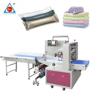 Máquina automática de embalagem de lenços de tecido para banho, pano de banho de algodão, bom preço, máquina de embalagem