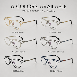 <span class=keywords><strong>YOUMA</strong></span> SPACE Damen-Lesebrille aus reinem Titan, luxuriöse Rahmen, schwebende Doppelbrille, laserfiligran, 55-17-140 mm Brillengestelle - Product Image 2
