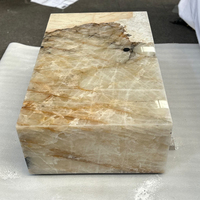 Table basse en bloc de quartzite naturel de Patagonie, cube de pierre de quartz jaune transparent, table centrale pour salon