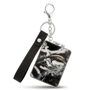 Rectangle <b>Acrylic</b> Compact <b>Mirror</b> Keychain with Leather Strap Lightweight Plastic Frame Folding Dual Sided Pocket Makeup <b>Mirror</b> - Product Image 2