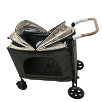 Poussette pour chien extra large JXB XF361, poignées réglables, pliable, tout-terrain, 4 roues, double entrée, poussette de sécurité pour chien