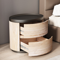 Table de Chevet 2025 Moderne Minimaliste en Noyer, Meuble de Chambre à Coucher Haut de Gamme en Chêne, Assemblé en Inde, Luxe Léger