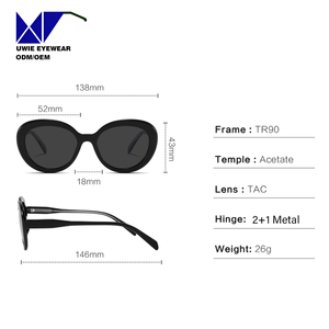 Gafas de Sol con Montura Completa de Acetato Ligero, Tamaño 52-18-146, Forma Ovalada, Logotipo de Color Personalizable, Lentes TAC UV400, las Mejores - Product Image 5