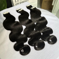 Extensions de ruban adhésif double dessiné Cheveux longs 10 "-30" Vague de corps indien brut Ruban de colle américain très collant dans les extensions 100 cheveux humains