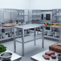 Plan de travail en acier inoxydable 304 201 sur mesure pour la restauration commerciale, cuisine centrale, boulangerie, école