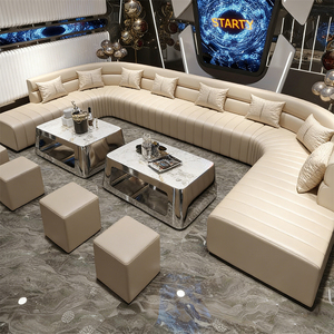 Set di Divani Personalizzati per KTV e Bar, Arredamento <span class=keywords><strong>VIP</strong></span> per Lounge Hookah, Divano in Pelle a Forma di U e L per Nightclub, Mobili di Lusso per Bar - Product Image 6