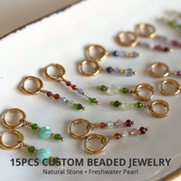 Boucles d'oreilles créoles tendance personnalisées en pierre naturelle et perles d'eau douce, avec pendentifs en pierres précieuses facettées, plaquées or, bijoux pour femme, idéales pour un cadeau
