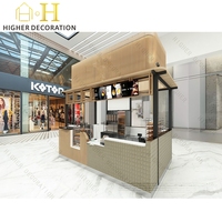 Kiosque à Café Intérieur Moderne, Bar à Boissons et Jus, Comptoir Vitrine Mobilier, Kiosque Alimentaire Mobile en Bois pour Centre Commercial