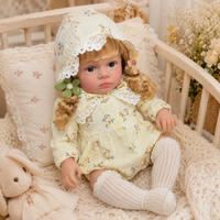 Poupée Reborn de 24 pouces avec tête en vinyle, membres en tissu, corps en tissu, tenue vintage à fleurs, poupée compagnon pour jeux d'habillage pour enfants