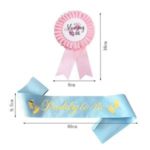 Cinta de satén estampada con estampado en caliente para futuras mamás, para Baby Shower y revelación de género, y insignia de hojalata para futuras mamás y futuros papás, decoraciones para fiestas - Product Image 6