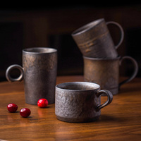 Tasse en céramique avec logo personnalisé tasse à café cappuccino en porcelaine de couleur rouillée en porcelaine design vintage pour la maison et le bureau tasses pour le camping