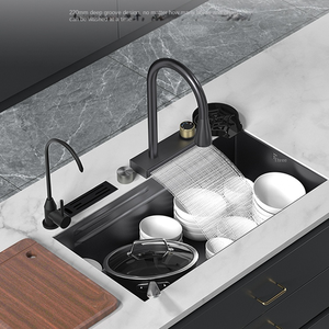 New Trending Nano Gun Grey Rain Shower rubinetto a cascata lavelli da <span class=keywords><strong>cucina</strong></span> per fattoria lavello da <span class=keywords><strong>cucina</strong></span> fatto a mano in acciaio inossidabile - Product Image 2