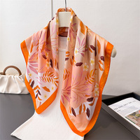 Nouveaux foulards en polyester à motif floral, légers et doux, imprimés de fleurs, effet soie, carrés, châles de plage pour femmes