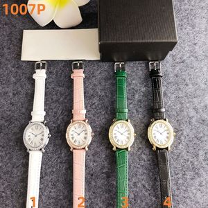 Reloj de Mujer Retro con Números <span class=keywords><strong>Romanos</strong></span> <span class=keywords><strong>en</strong></span> Oro, Bisel con Diamantes, Correa de Cuero, Esfera Ovalada, Estilo Moderno y Lujoso - Product Image 2