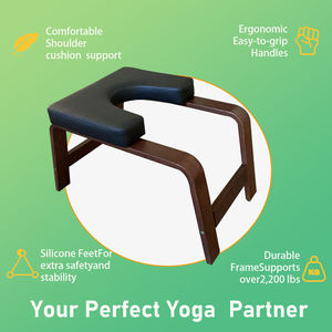 Soporte de cabeza de inversión Silla de yoga Banco de soporte de cabeza de Yoga de madera para gimnasio familiar con almohadillas de PU - Product Image 6