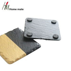 Posavasos cuadrado de piedra de Color dorado para regalo de la madre, pizarra de borde rugoso de 4x4 pulgadas - Product Image 3