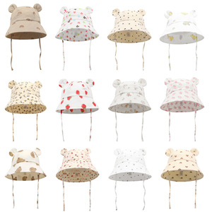 Nouveau <span class=keywords><strong>chapeau</strong></span> de pêcheur rayé pour bébé, en coton pur, respirant, coupe-vent, avec motif d'ours de dessin animé, pour enfants de 1 à 3 ans, imprimé de fruits et de fleurs, <span class=keywords><strong>chapeau</strong></span> de soleil - Product Image 2