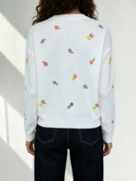 Pull tricoté blanc brodé floral décontracté pour l'automne, idéal pour les sorties et le quotidien – Vente chaude : Pull marguerite élégant
