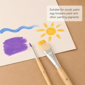 Juego de Pinceles Profesionales para Acuarela, Forma Plana, Pelo de Cerdas, Mango de Madera, para Pintura al Óleo - Product Image 5