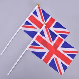 Großhandel englisch vereinigten staaten flagge-Kostenloser Versand England Flagge European Football Polyester Tisch flaggen Englisch Flying Country Hand Waving Stick EURO Hand flaggen