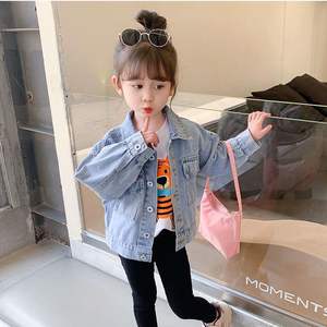 เสื้อโค้ทยีนส์กระดุมแถวเดียวสำหรับเด็กผู้หญิงเสื้อคลุมสไตล์ต่างประเทศใหม่สำหรับฤดูใบไม้ผลิและฤดูใบไม้ร่วง - Product Image 2