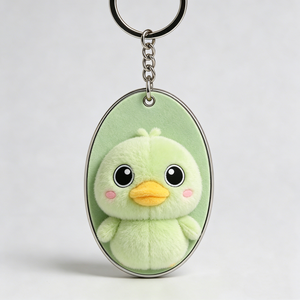 Customized Green Tiger Plush Keychain Oval Pendant Soft Stuffed Animal Toy for <b>Kids</b> Unisex 0-24 Months - Product Image 2