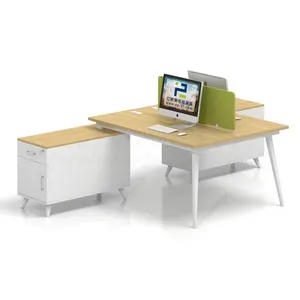 ホット販売木製2人掛けオフィステーブル特定用途とスタッフワークステーションテーブルモダンオフィス家具セット